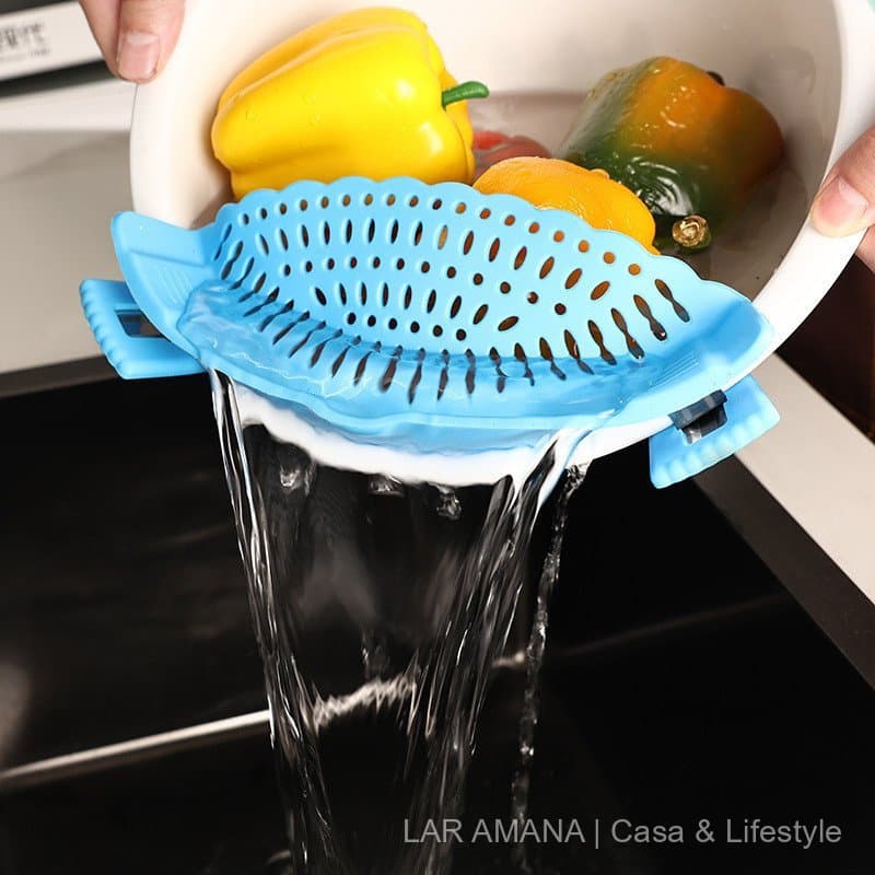 Escorredor de Panela em Silicone com Clip Filtro para Macarrão Legumes Arroz Cozinha Prático