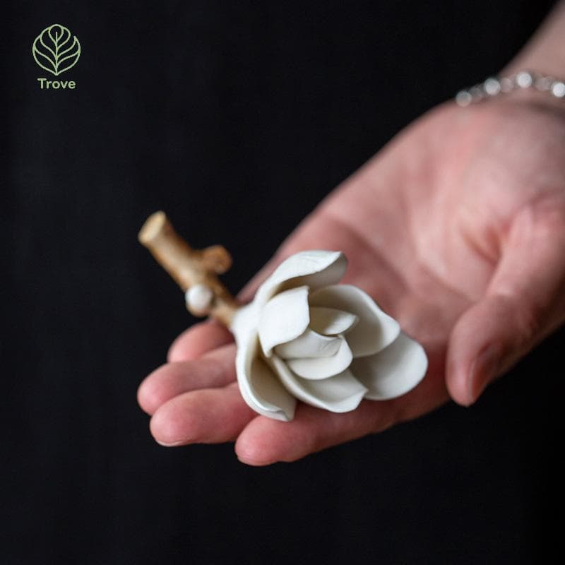 Trove Cerâmica Artesanal Magnólia Suporte De Incenso Criativo Zen Flor Design Para Casa Aromaterapia Relaxamento Decoraç