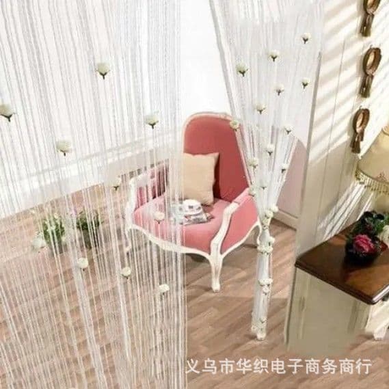 Cortina de fio rosa 1*2 fio de prata usar cortina de porta de flor criptografada entrada de divisória de produto acabado
