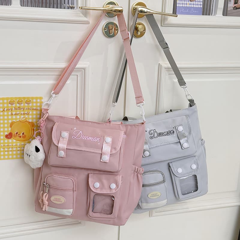Bolsa de ombro de cor sólida para estudantes do ensino fundamental e médio, mochila de ombro para estudantes universitár
