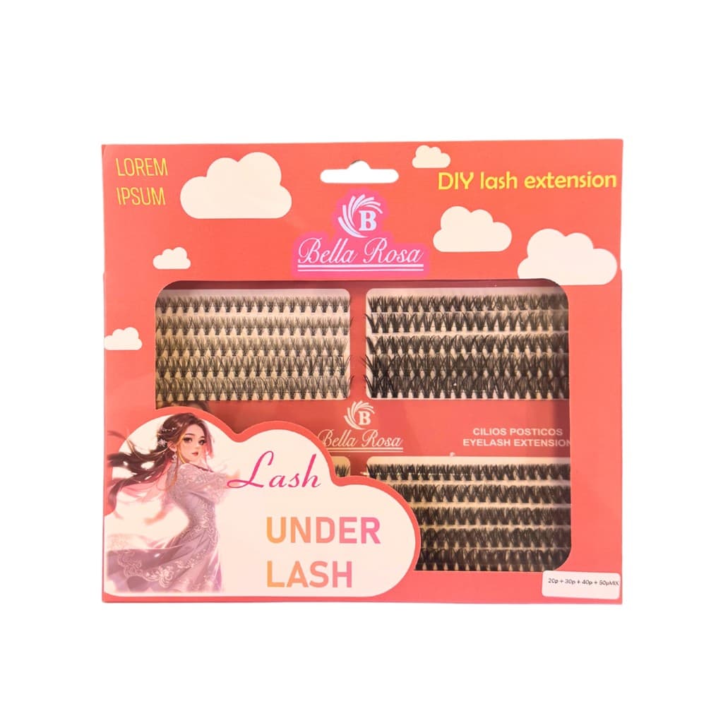 Cartela de cílios tufinhos grande 20P+30P+40P+50P MIX Lorem ipsum diy lash extension Bella Rosa