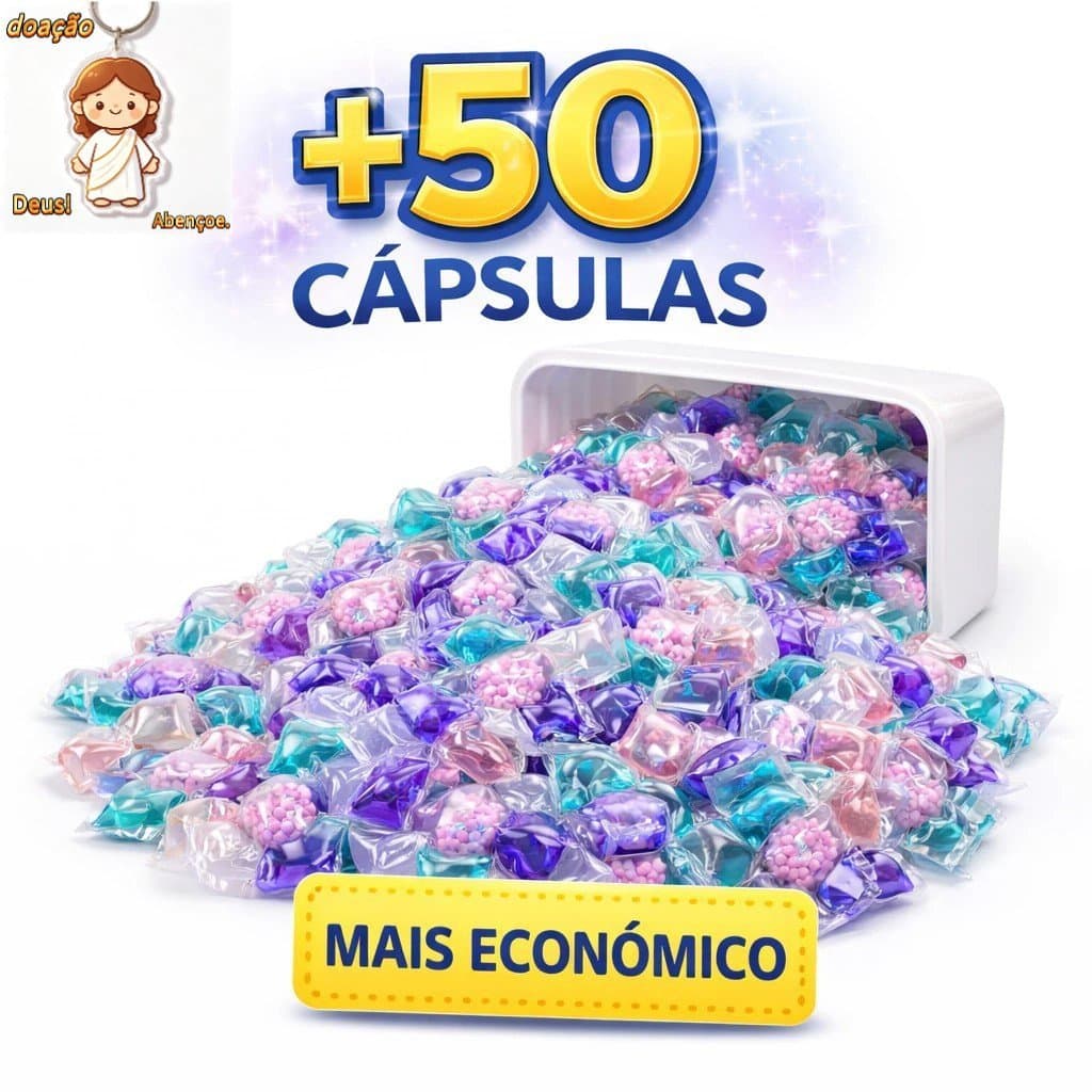 Sabão Cápsulas Lava Roupas 5em1 50un Caixa Tira Manchas