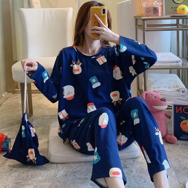 Pijamas de manga comprida femininos primavera outono plus Size pijamas femininos verão versão coreana pode usar fora das