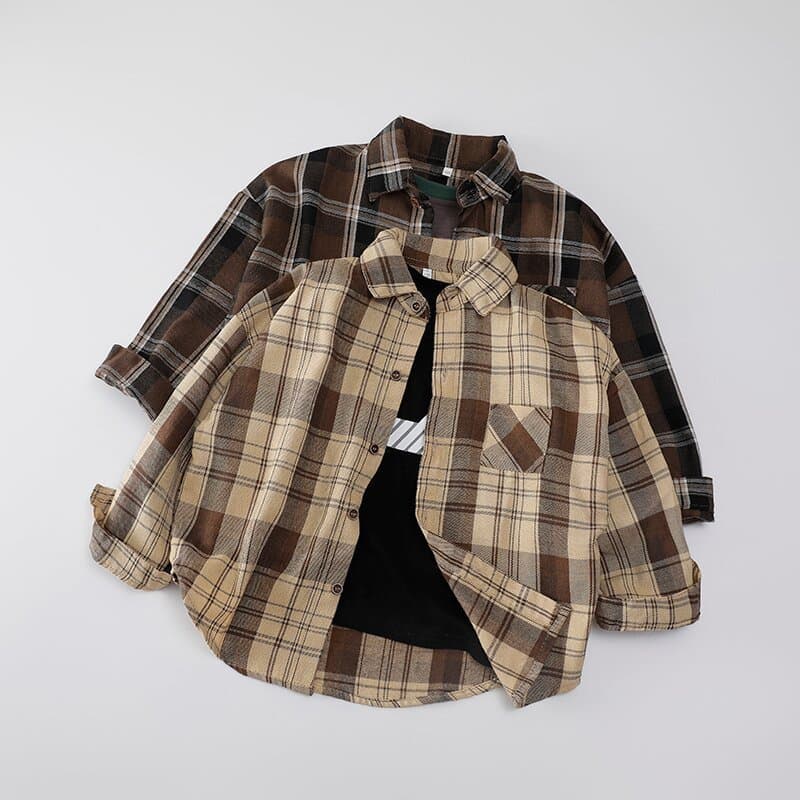 2026 novo estilo primavera roupas meninos camisas xadrez de manga comprida crianças na moda topos meninos bonito estilo