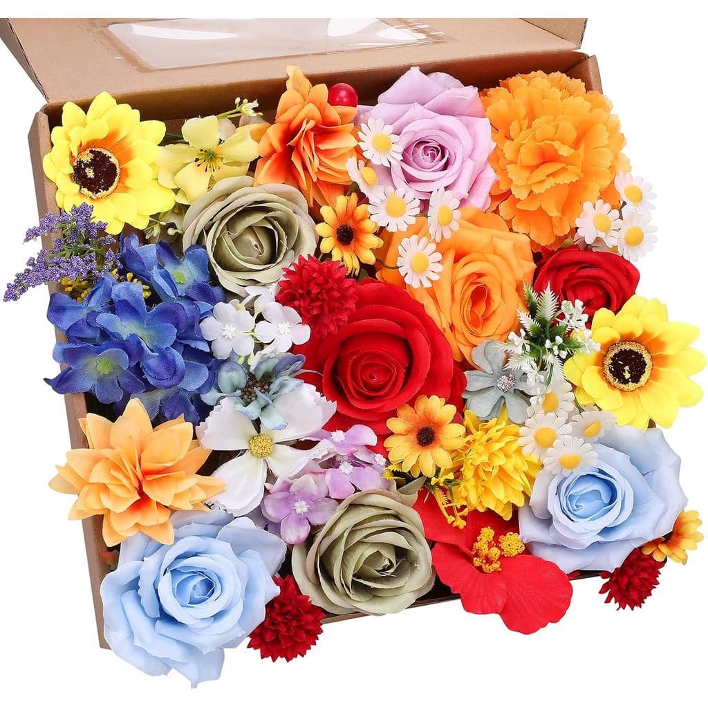 Conjunto de Flores Artificiais de Seda, Rosas, Girassóis, Margaridas e Hortênsias Mistas para Decoração de Casamentos, B