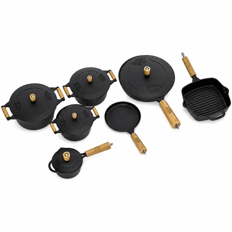 Kit Tradição Completo 7pcs Tampa Ferro Fundido PanelaMineira