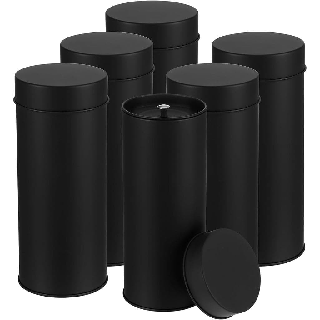 Conjunto de 6 Latas de Chá com Tampas Duplas Herméticas, Caixa de Lata de 21 Fl Oz e Grandes Recipientes Redondos de Coz
