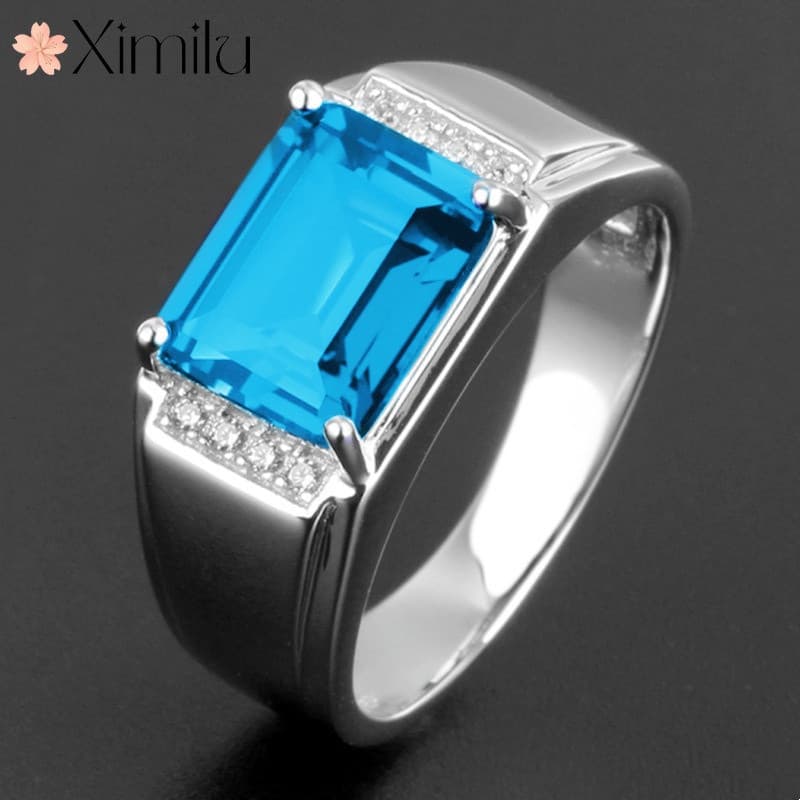 ❤ Moda Original aberto diamante colorido tesouro anel masculino branco banhado a ouro incrustado safira jóias femininas