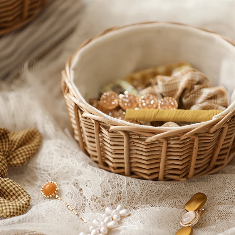 Cesta de armazenamento de vime cesta de armazenamento de compras de frutas de vime de mão vegetal azul cesta