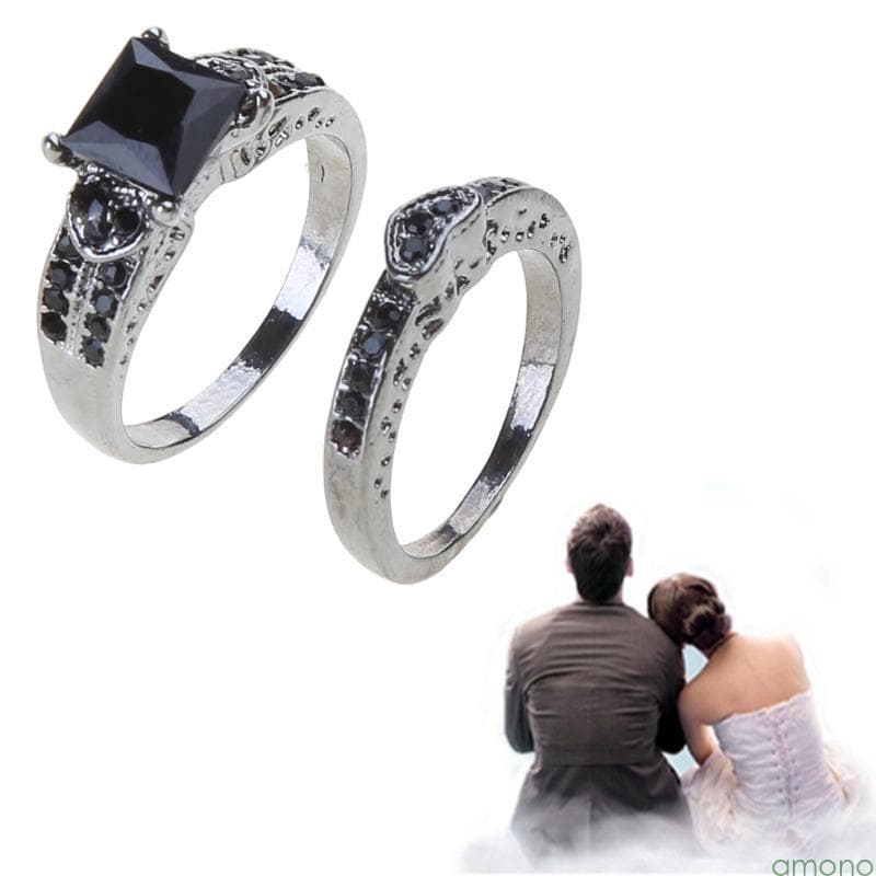 Conjunto Correspondência Amon Liga Anéis Casamento Joias Noivado