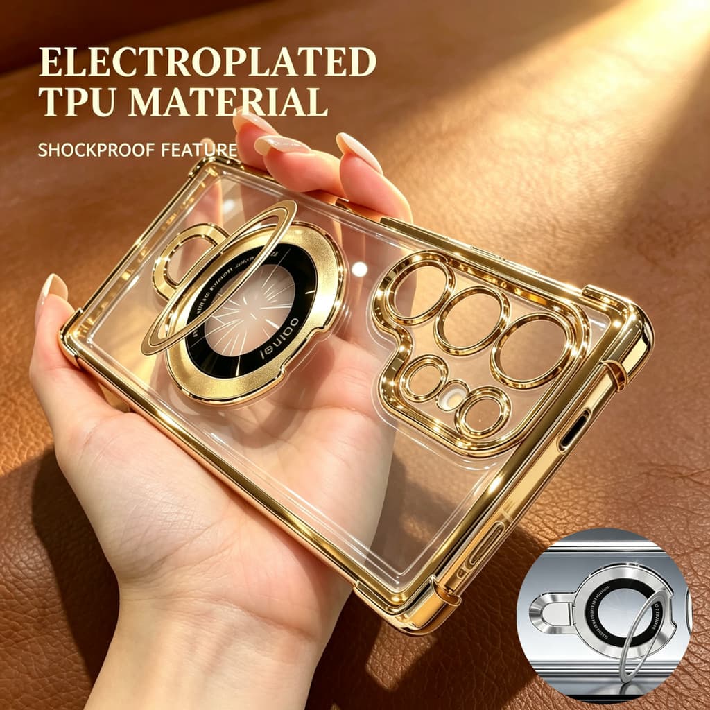 Capa Magnética Transparente Para Xiaomi Poco C85 C75 X6 X7 X8 Pro Max F7 F6 F5 M8 De Suporte