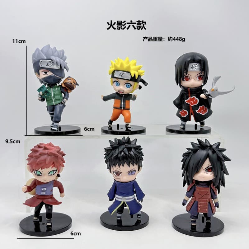 [Novo estilo Popular] 6 estilos versão Q 9-11CM Naruto Figura Naruto Kakashi modelo ornamentos um conjunto
