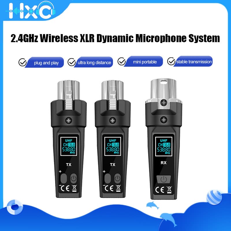 Sistema De Microfone Dinâmico XLR Sem Fio De 2.4 Ghz Com Receptor Transmissor Alcance De 50 M Para PA De Guitarra