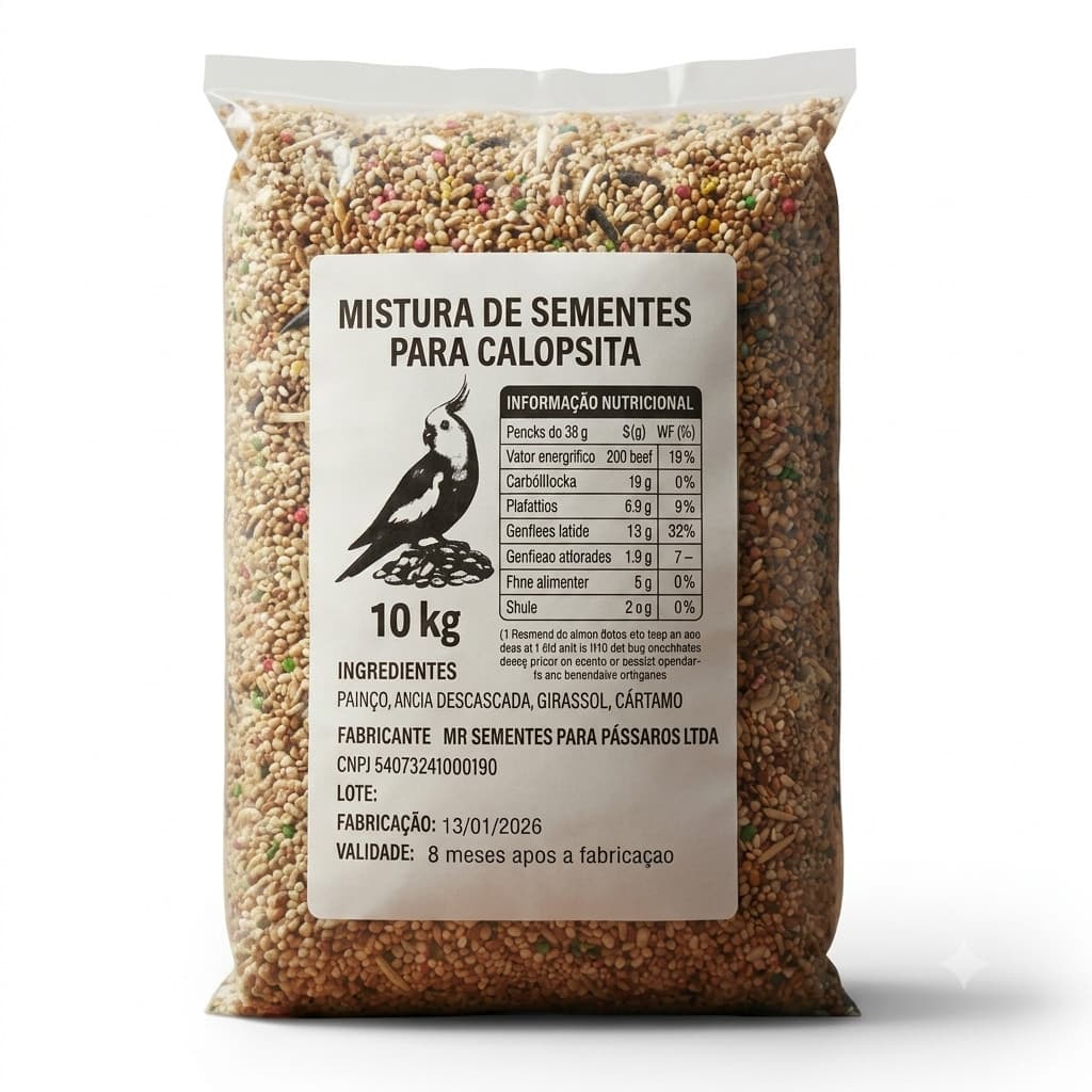 Mistura de Sementes Para Calopsita 10kg Ração Completa Pássaros Oferta Especial