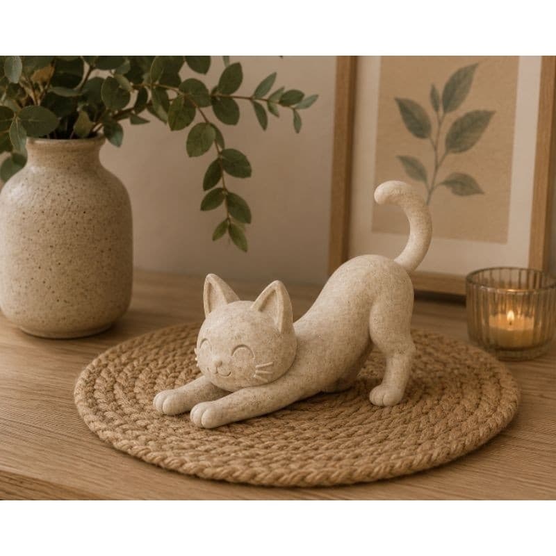 Gato Preguiça Decorativo 10 cm Coleção Premium 3D – Esculturas Decorativas Minimalistas | Kit Exclusivo