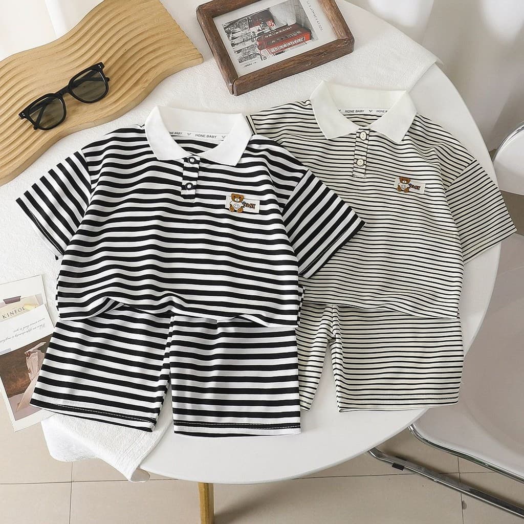 0-10 anos de idade crianças verão Casual lapela gola POLO camiseta conjunto de duas peças