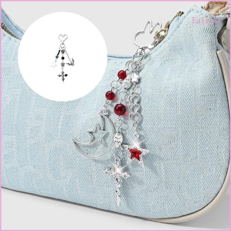 Falce Gótico Lua Estrela Morcego Crucifixo Rosa Chaveiro Para Sacos Carteiras Mochilas Estilo Escuro Acessório Mochila D