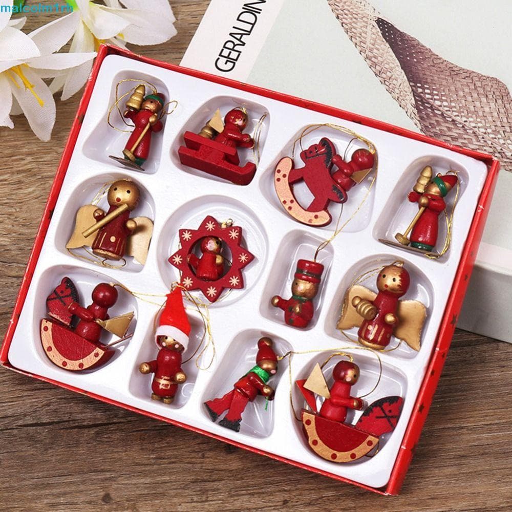 MALCOLM 12 Peças De Pingentes Pendurados Para Árvore De Natal , Mini Fantoche Pingente De Papai Noel Reutilizável