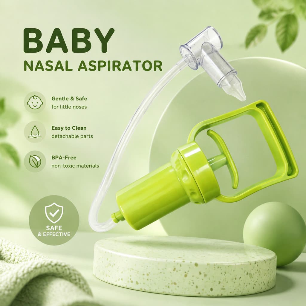 1 Conjunto Aspirador Nasal Verde Para Remocao Eficaz De Secrecoes Nasais Em Bebes E Criancas Pequenas