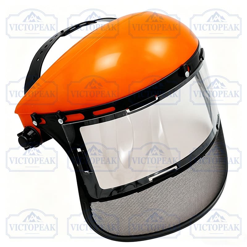 Capacete De Segurança 2 Em 1 Com PVC Transparente E Protetor Facial De Malha Para Cortador De Escova De Motosserra
