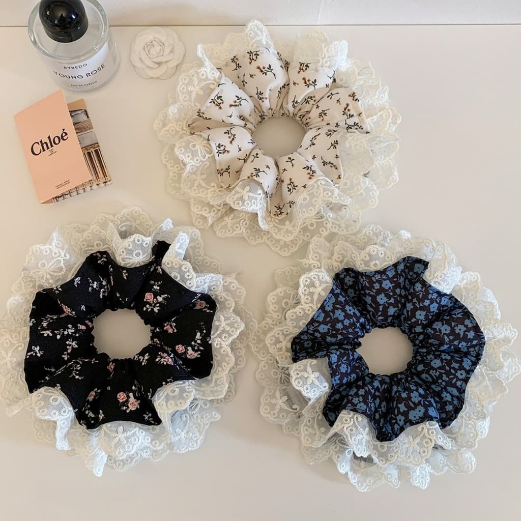 Laço de cabelo Floral estilo coreano feminino high-End sentir bola cabeça faixa de borracha alta elasticidade dupla rend