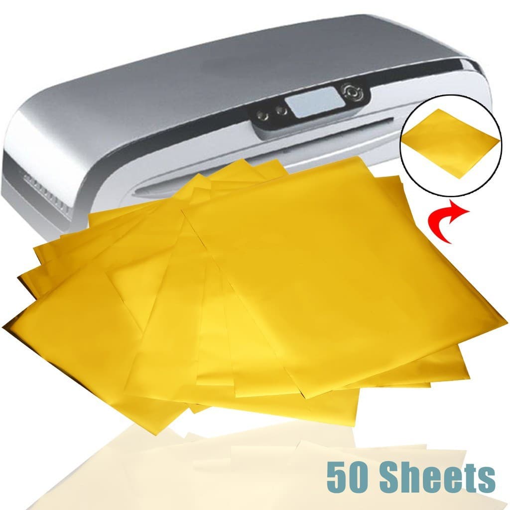 3ZDZ 50 unidades de Papel de Transferência Térmica Dourado A4 para Impressora a Laser 8"x12"
