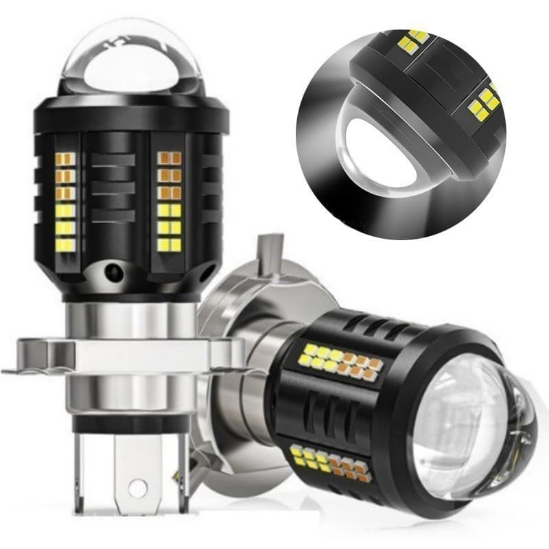 Par Faróis De LED H4 6500K Iluminação De 360 Graus Luz De Projeção Para Motocicletas E Carros 2pcs