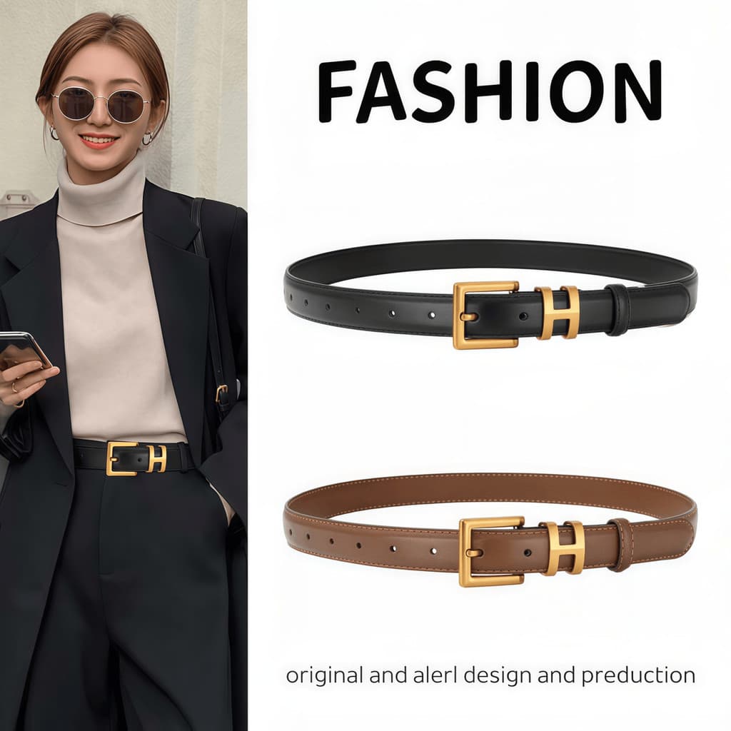 2026 novo estilo cinto senhoras moda All-Match decorativo terno casaco de couro genuíno cinto fino estilo couro genuíno