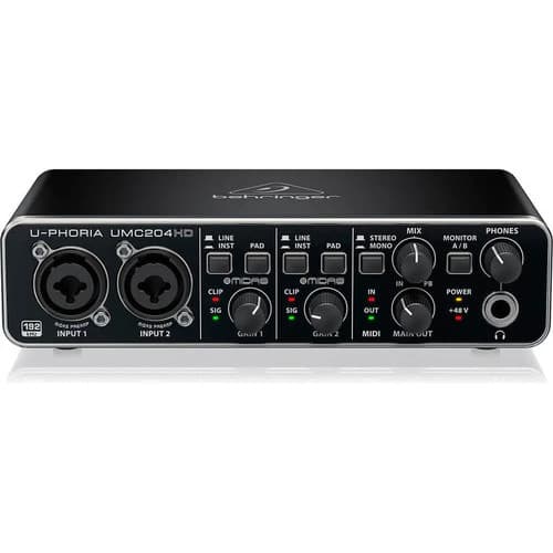 Interface De Áudio U-phoria Umc204 Hd - Behringer Preto