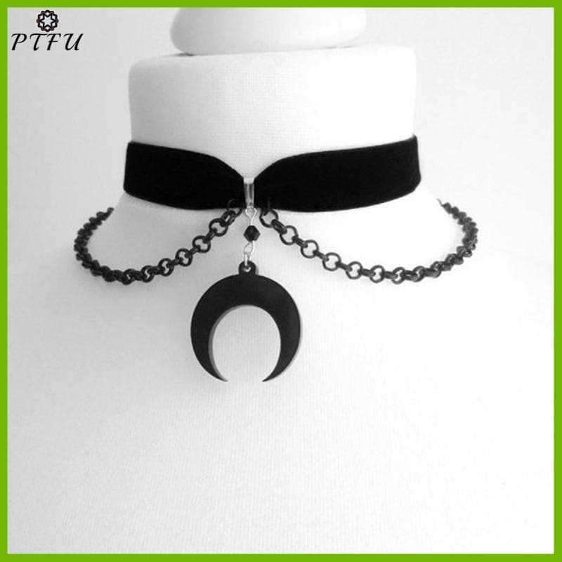 PTFU > Gótico Veludo Bla Nelace Para Mulheres Moda Lua Pagão Jóias Cruz Morcego Aranha Bruxa Gargantilha Feminina Nova