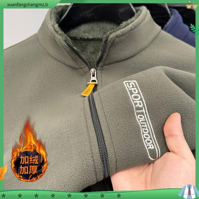 Outono inverno masculino forro de lã jaqueta de lã All-Match gola alta Casual engrossado jaqueta de lã Zip