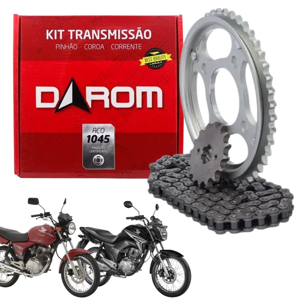 Kit Relação Transmissão Darom Cg 150 2004 a 2015 Aço 1045