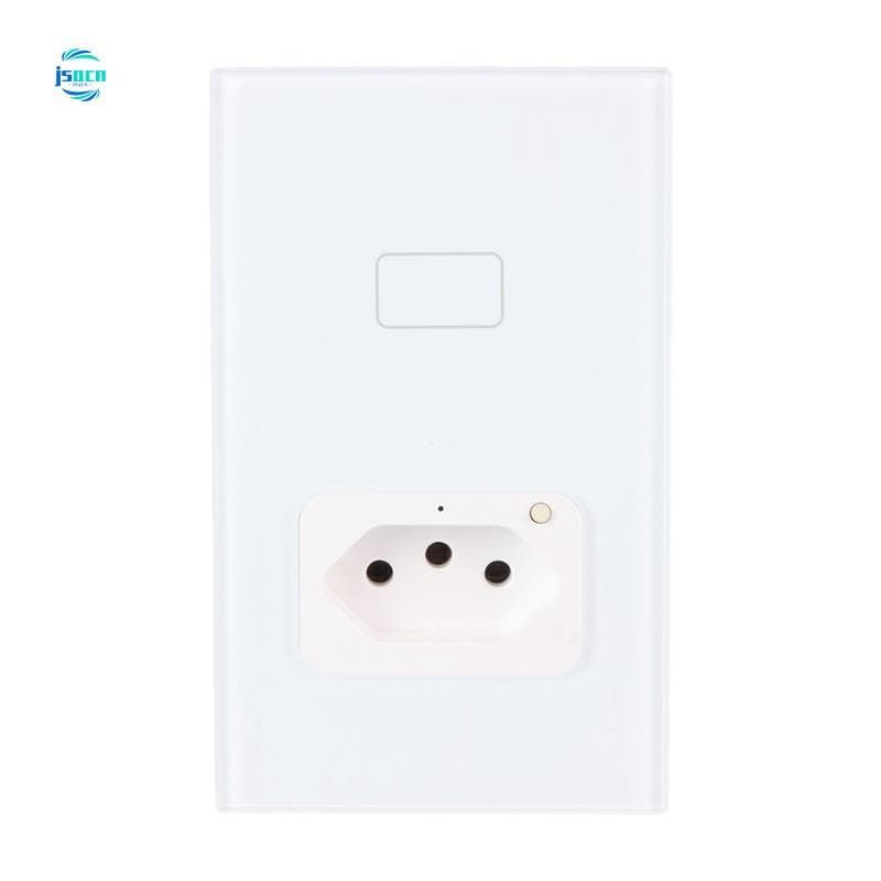 Interruptor De Luz Inteligente Tuya WiFi Com Soquete Brasil Casa Parede Trabalhando Painel E Tomada BR Plug