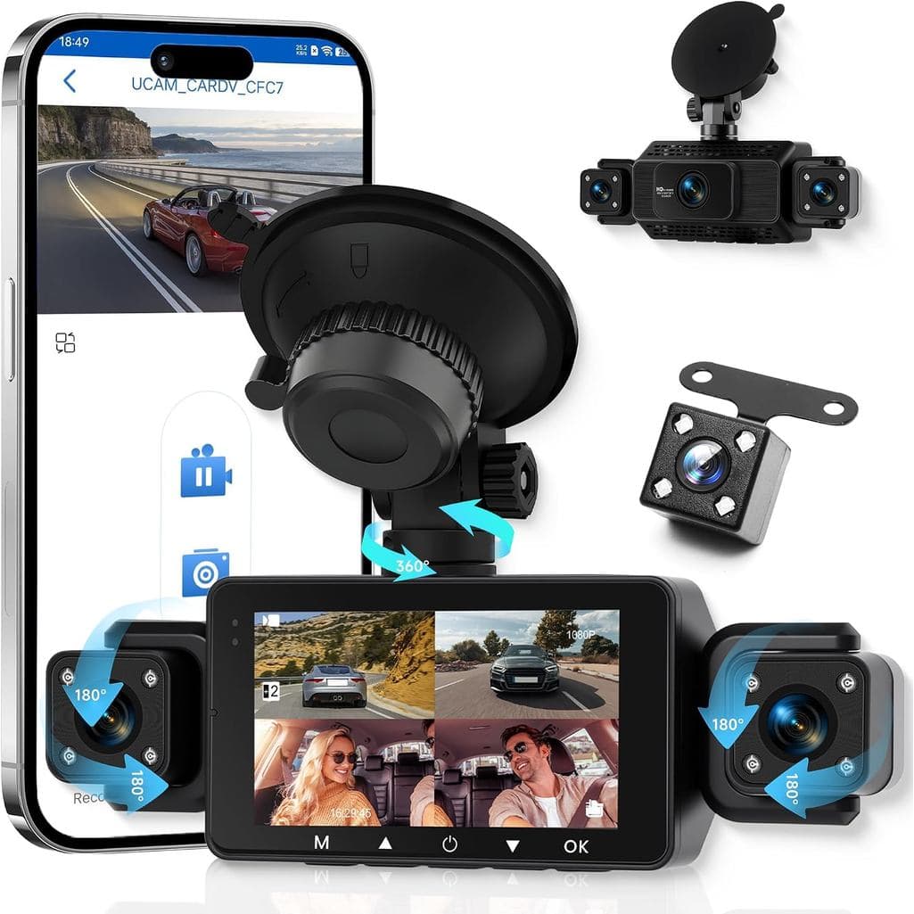 4 Canais 360 °   Câmera Veicular Frontal e Traseira, Interna, Esquerda e Direita, Câmera Veicular de 3 Polegadas com Sup
