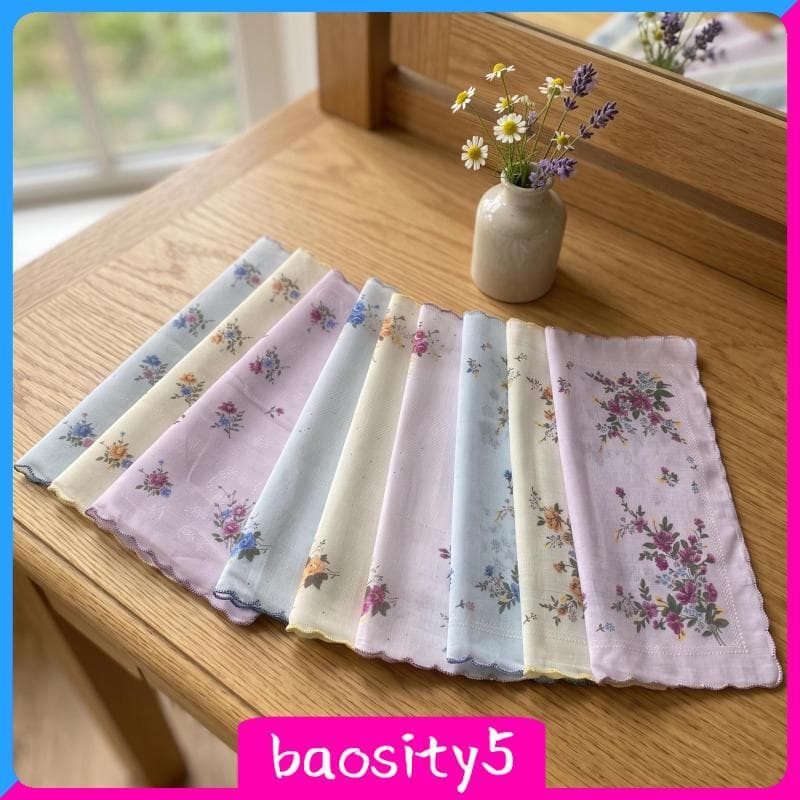 [Baosity5] Lenços De 9 Peças Com Bordas Recortadas Lenço Macio Borda Ondulada Quadrados De Bolso Reutilizáveis Absorvent