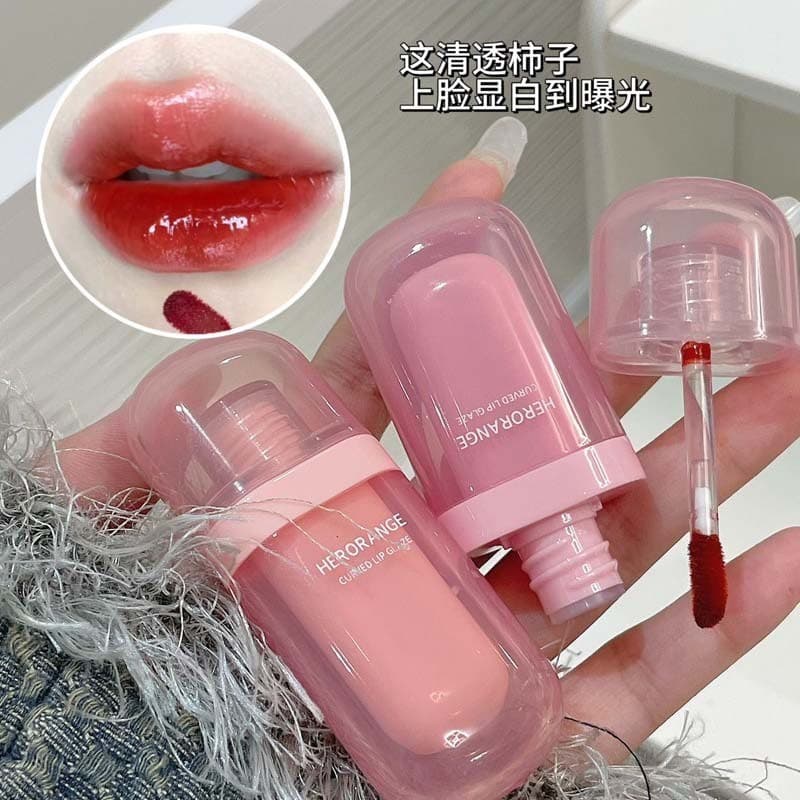 HERORANGE Veludo Sensação Fina Espelho Transparente Brilho Labial Espelho Brilho de Água Dudu Lip Não É Fácil de Colar C