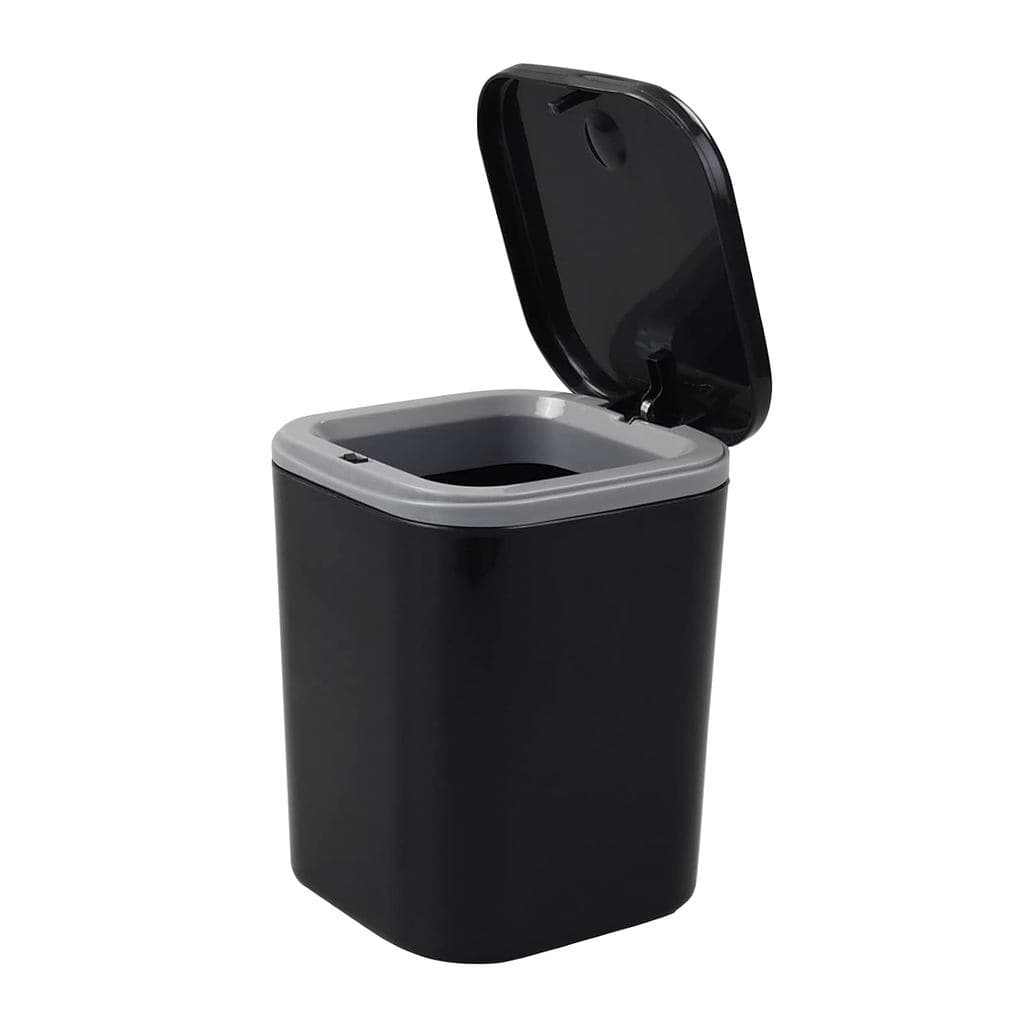 Lixeira de Mesa Bringer 2 L, Lixeira Plástica Compacta de 0,5 Galão com Tampa, Preta