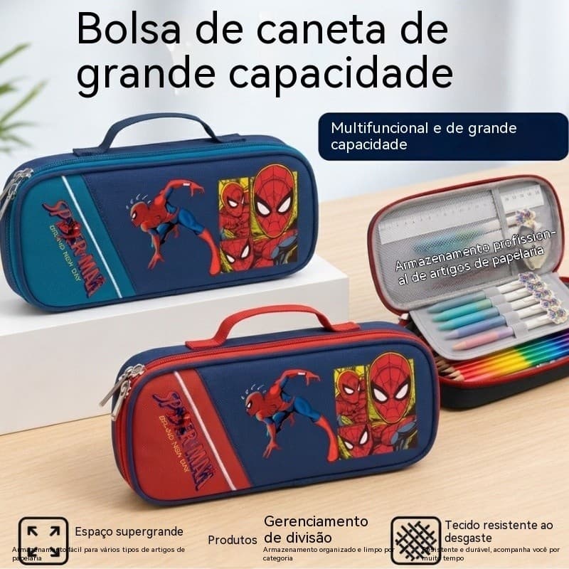 spider pencil case man grande capacidadepapelaria multicamadascaixa de papelaria infantil estojo de lápisbolsa paralápis