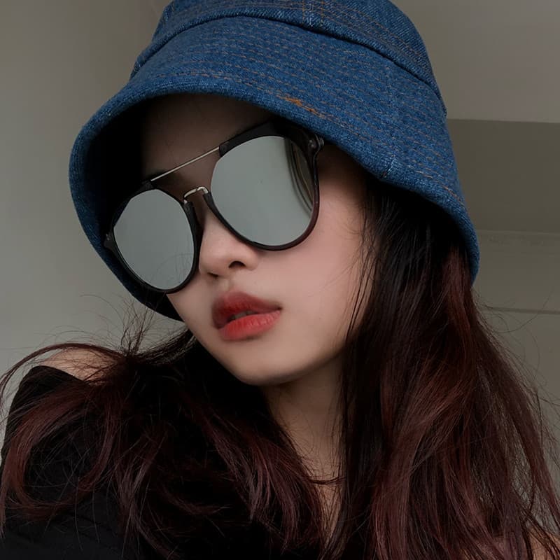 Moda duplo feixe óculos de sol feminino Retro influenciador rua tiro óculos de sol legal único viagem engraçado óculos A