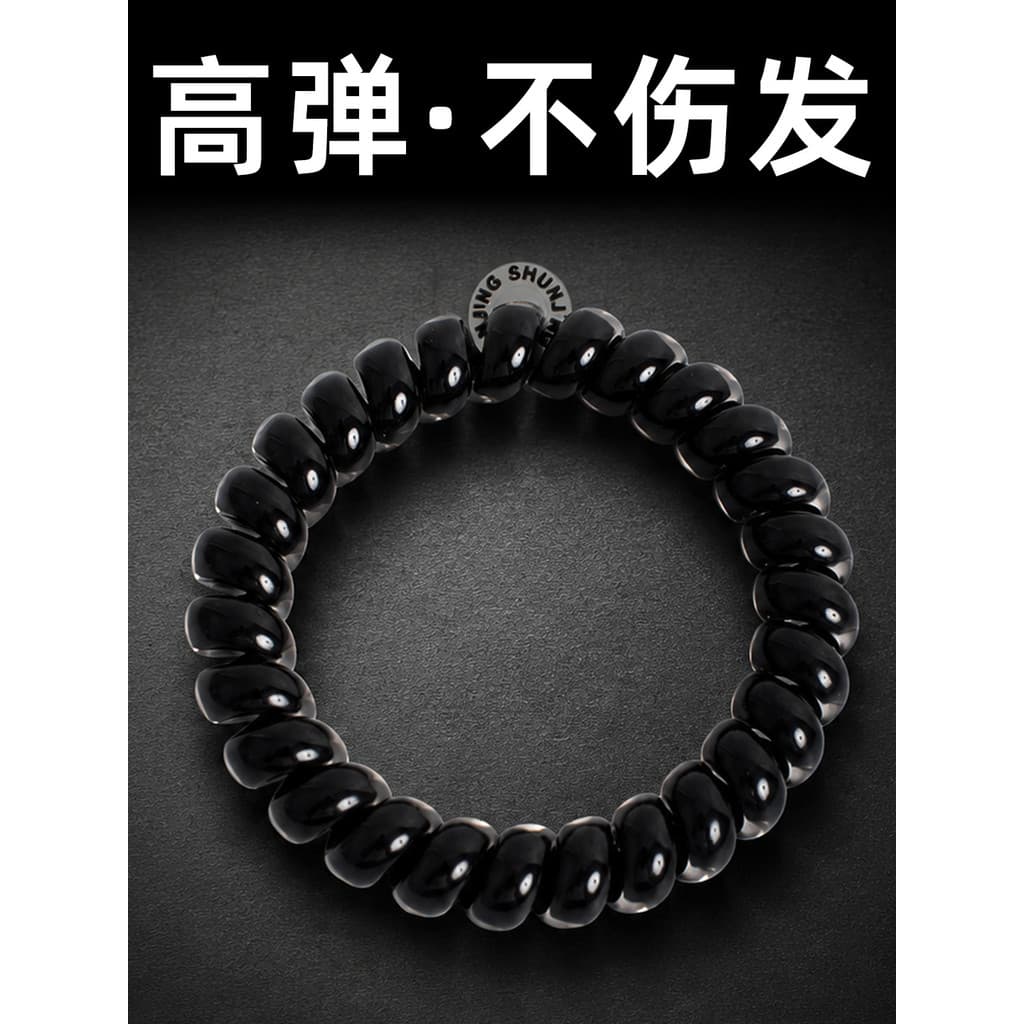Preto sem costura linha telefônica menina anel de cabelo alta elasticidade não machuca o cabelo não estrangula o couro c