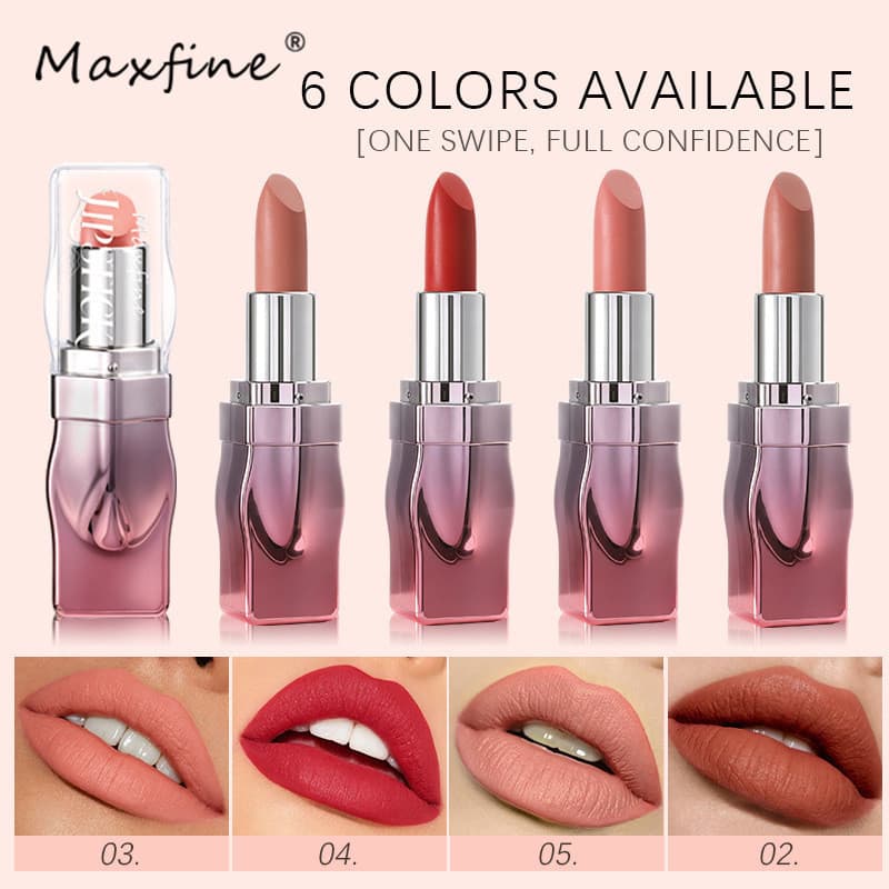Maxfine batom fosco renderização de cores fácil cor brilho labial fosco veludo brilho labial pronto estoque atacado