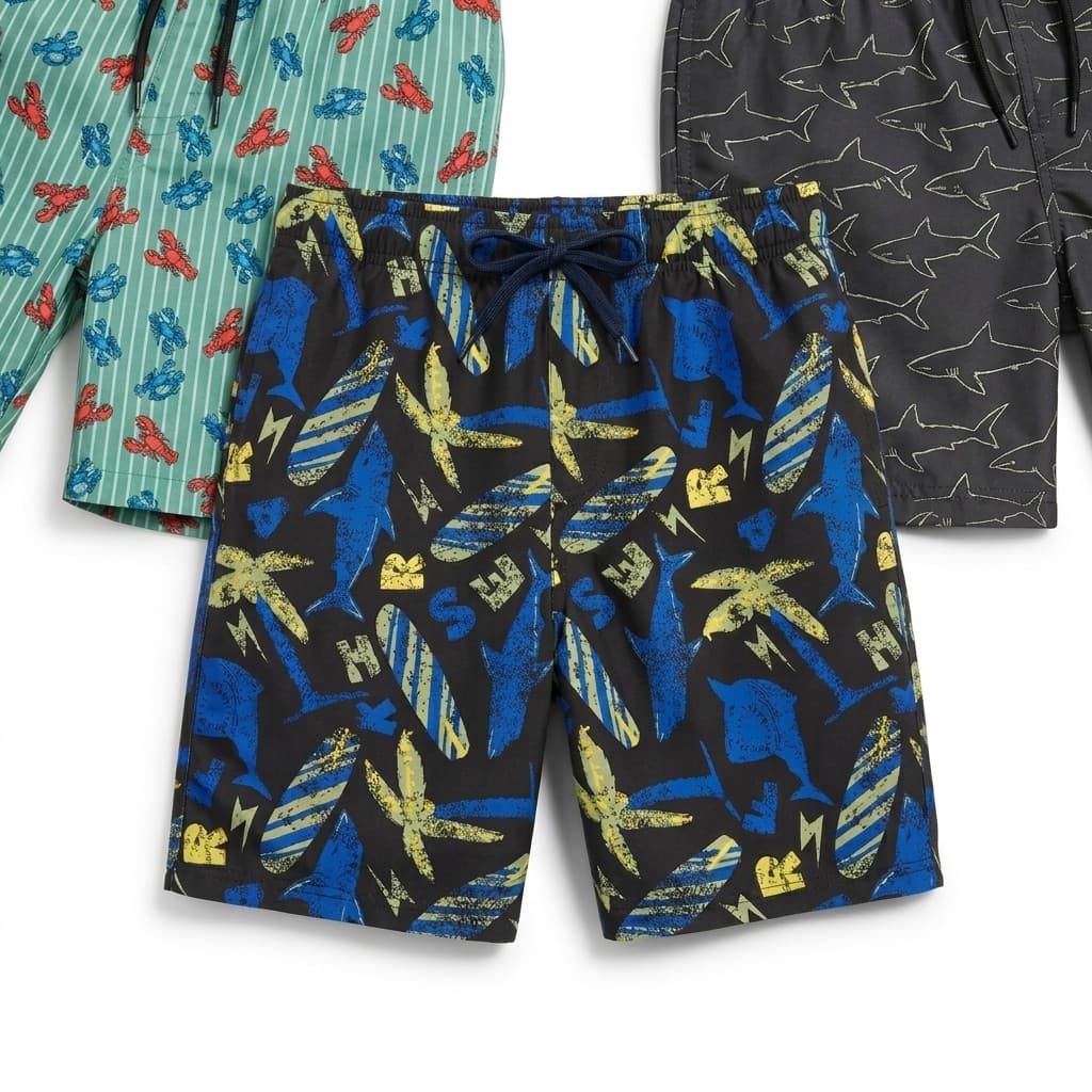 Kit Shorts Tactel Juvenil Estampado 10 a 17 Anos Bermuda Praia Piscina Sortido