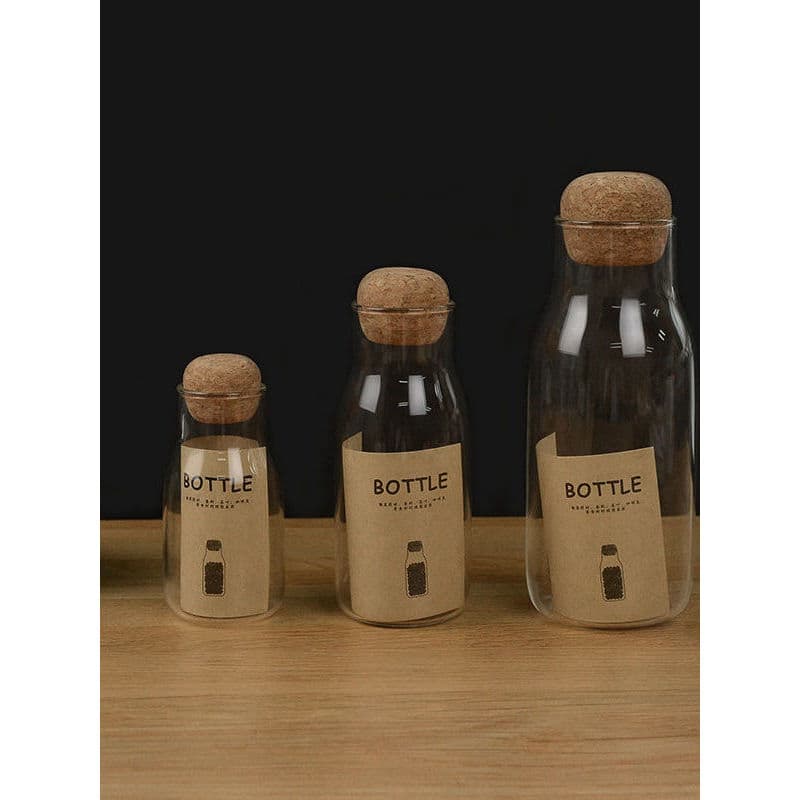 Estilo japonês cortiça pequena garrafa de vidro garrafa vazia transparente selado pode chá lata de café armazenamento do