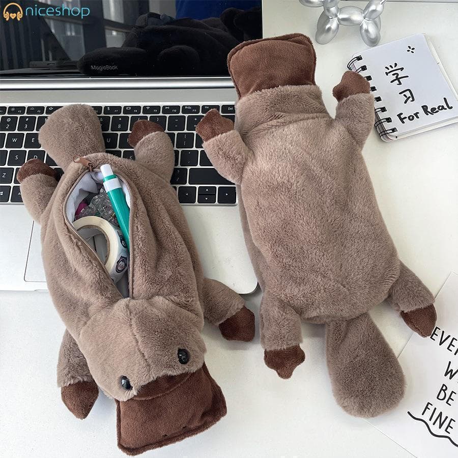 Bolsa De Lápis De Pelúcia De Desenho Animado-Armazenamento Multifuncional De Grande Capacidade Para Crianças