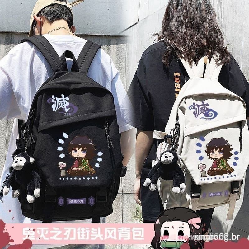 Mochila Demon Slayer para estudantes do ensino médio, mochila de grande capacidade para mulheres e homens.