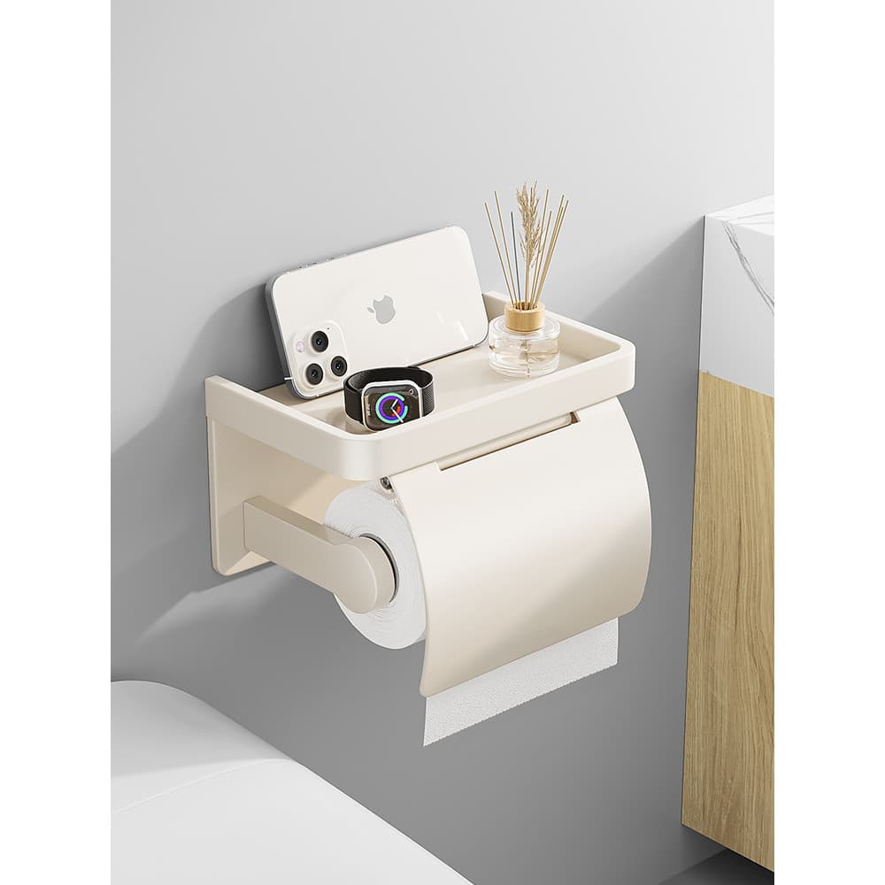 Caixa de papel higiênico estilo creme, sem perfuração, suporte de parede para rolo de papel higiênico, à prova d'água, R