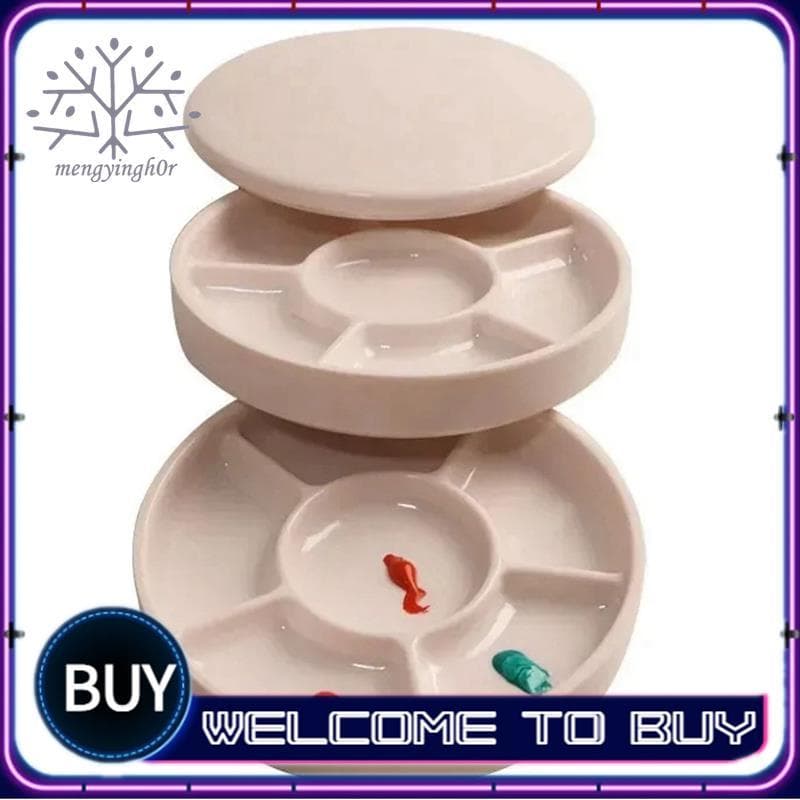 Bandeja De Pintura Branca Com Tampa Imitação De Porcelana Paleta Redonda Multifuncional Acrílico Em Aquarela Suprimentos