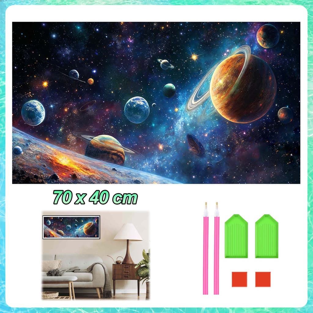 Pintura de Diamante 5D 70x40cm Kit Completo – 2 canetas, 2 bandejas e adesivo, anti-stress, para adultos e crianças