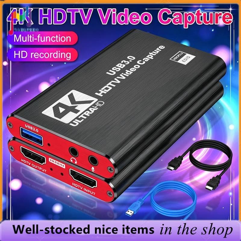 - Placa De Captura De Vídeo 4K USB 3.0 Compatível 1080P HD Grabber Para Gravação De Jogos Em PC Entrada De Microfone Áud