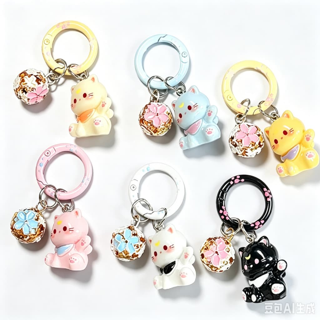 3/6 Pçs Gato Bonito Chaveiro Primavera Keyquan Moda Feminina Bolsa Pingente Ornamento Amante Lembrança Presente